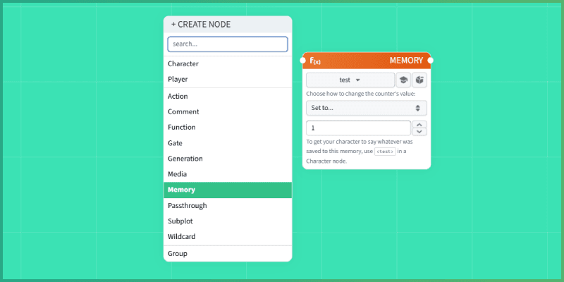 Memory node created in a Charisma graph.